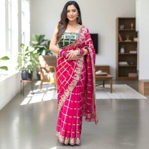 Plaid Chiffon Saree
